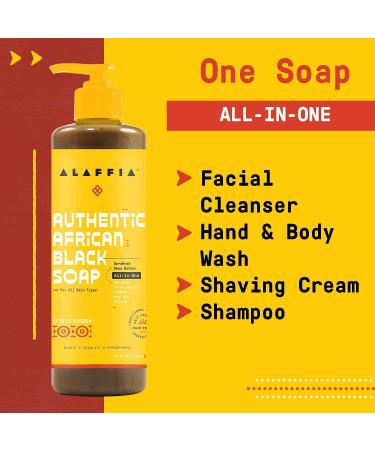 Alaffia Wild Lavender African Black Soap - 16 Fl Oz - All-in-One Body Wash, Face Wash, Shampoo & Shaving Soap with Fair Trade Shea Butter - Authentic Skin Care - Buy Online on GoSupps.com