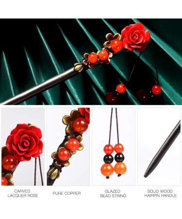 Lurrose Chinese Flower Hair Stick Vintage Hairpin for Women | Elegant Hair Accessory - Buy Online on GoSupps.com