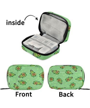 Green Avocado Travel Pill Organizer | 7-Day Pill Box Holder for Vitamins Supplements & Medication - Ideal for Family & Business Trips - Buy Online on GoSupps.com