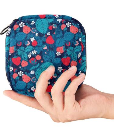 Menstrual Pad Bag with Zipper - Stylish Ladies Napkin & Tampons Collection Pouch (Strawberry Leaves) - Buy Now for International Shipping - Buy Online on GoSupps.com