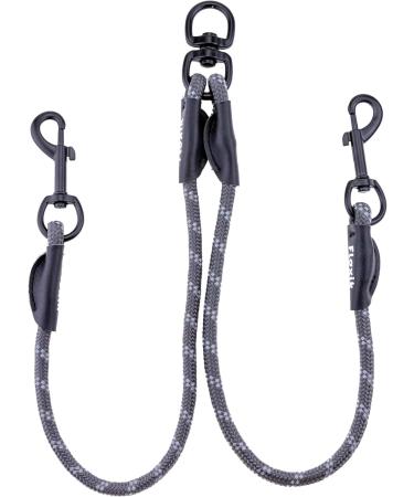 Floxic Dew Double Dog Leash - Reflective Stretchable & Hog-Free for Small to Medium Dogs - Gray/Orange 8mm - Perfect Coupling Leash for 2 Dogs - Buy Online on GoSupps.com
