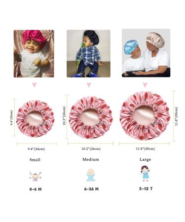 YANIBEST Satin Silk Baby Bonnet for Newborns - 0-6 Months | Sleeping Cap Hat for Baby Girls & Boys | Strawberrt & Hot Pink - Buy Online on GoSupps.com