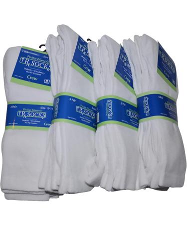 Men's Diabetic Socks King Size 13-16 Crew Length - 12 Pairs White - Buy Online on GoSupps.com