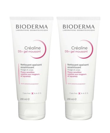 Créaline DS+ Cleansing gel | Soothing purifying cleanser | Improves skin condition and reduces scale formation | Unscented | Made in France | Pack of 2x200ML