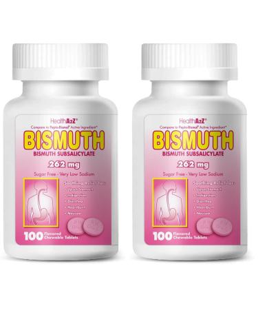 HealthA2Z Bismuth Bismuth Subsalicylate 262mg Multi-Symptom Relief 100 Count (Pack of 2)
