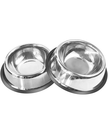 Mlife Stainless Steel Dog Bowl with Rubber Base for Small/Medium/Large Dogs, Pets Feeder Bowl and Water Bowl Perfect Choice (Set of 2) 8oz