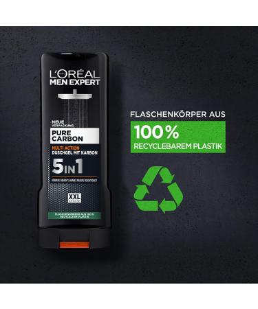 L'Or al Paris Men Expert 5in1 XXL Shower Gel for Men - Carbon Clean Body Hair & Face Wash (2 x 400ml) - International Shipping Available - Buy Online on GoSupps.com