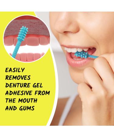 Denture Dart V2 Hard Plastic Adhesive Remover Tool for Denture Gel - Oral Hygiene Scraper with Textured Grip and Rigid Bristles - Buy Online on GoSupps.com