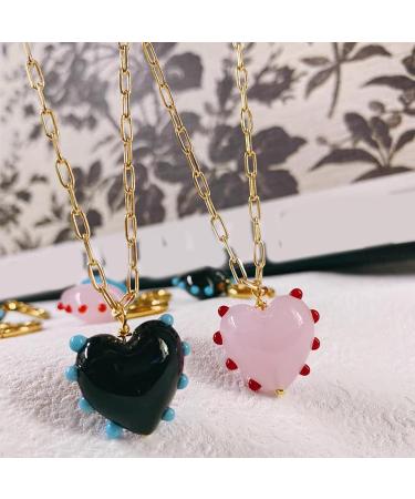 SOUTHJIELING Exquisite Glaze Pendant Necklace | Handmade Alloy | Adjustable Chain for Party & Daily Wear | Elegant Black Accessory - Buy Online on GoSupps.com