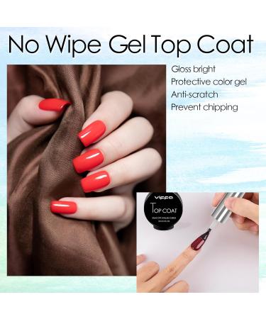 Viffa No Wisch Gel Top Coat & Base Coat Set - 2 x 15ml for Perfect Nail Art | Manicure Gifts for Home & Salon - Buy Online on GoSupps.com