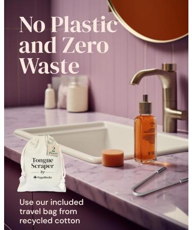 YogaMedic Tongue Scraper 2 Pack - Stainless Steel Cleaner for Fresher Breath - Oral Hygiene Tool with Travel Case - Adults & Kids - Fight Bad Breath - U Shape Stainless Steel - Tsuka Handles - Buy Online on GoSupps.com