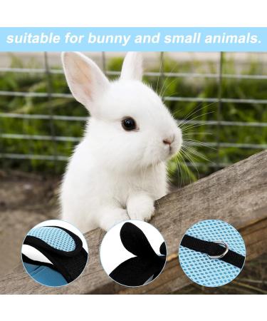 GLAITC Adjustable Rabbit Harness Leash Soft with Lead for Rabbits Guinea Pigs Rope Small Animal Pet Rats Iguana Hamster Ferrets Size L Blue - Buy Online on GoSupps.com