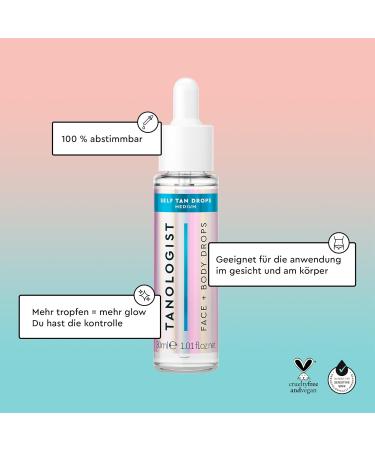 Tanologist Self-Tanning Drops Dark (30ml) - Clean Vegan & Dermatologist Approved | Ideal for Sensitive Skin - Buy Online on GoSupps.com