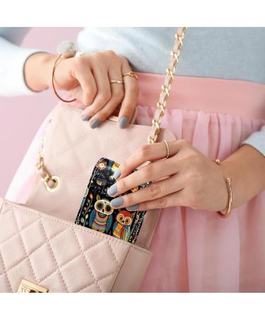 Shop Stylish Leather Lipstick Case with Mirror - Mini Lip Gloss Organizer Animal Skull Pattern - Buy Online on GoSupps.com