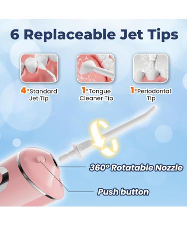7AM2M Cordless Water Dental Flosser - Portable Rechargeable Teeth Cleaner with 6 Jet Tips & 3 Modes - IPX7 Waterproof - Travel Essential (Pink - Buy Online on GoSupps.com