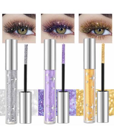 YUNFAN 3 Colors Glitter Eyeshadow Mascara Mascara Lengthening Diamond Sparkly Waterproof Eyelashes Eyelash Mascara Wedding Party