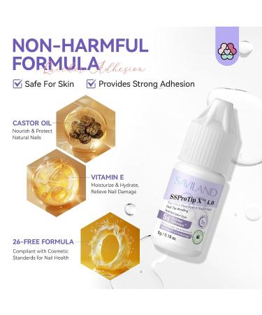 SAVILAND Ultra-Quick Dry Nail Glue 5g Extra Strong Nail Glue for Acrylic Nail Tips Press On Nails 5S Fast-Drying Nail Tip Adhesive Castor Oil Vitamin E Nail Bond Nail Glue for Home and Salon Use 1-Ultra Quick Dry Nail Glue - Buy Online on GoSupps.com