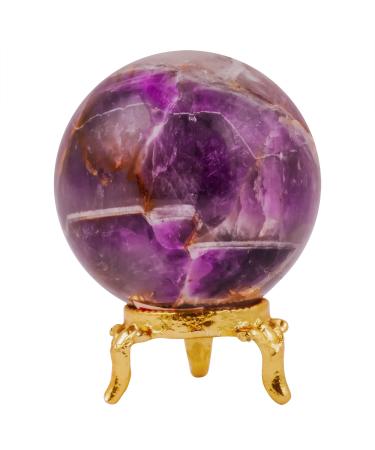 PYOR Amethyst Crystal Gemstone Ball Crystals and Gemstones Rock Crystal Ball Gem Sphere Ball Wiccan Altar Table Witchy Office Decor Spiritual Gemstones