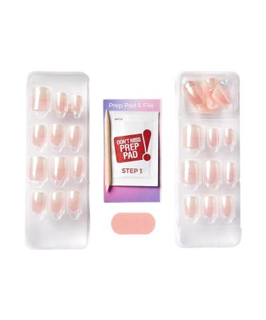 KISS imPRESS No Glue Mani Press-On Nails - Color FX Light White Short Squoval - 30 Nails Prep Pad Instructions & Accessories for Perfect Manicure - Buy Online on GoSupps.com