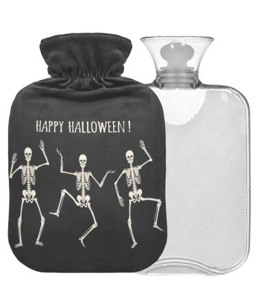 NAANLE HAPPY HALLOWEEEN hot water bottle with reference transparent hot water bottle Handfoot Warmer Heading bag for pain relief heat and cold therapy 1L