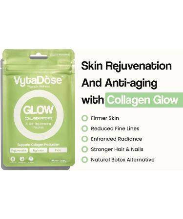 Collagen Glow Beauty Restore Patches | 5X Stronger Formula | Collagen Peptides Vitamin C Pro-Retinol Coq10 Hyaluronic Acid & Biotin for Hair Growth | Daily Patch for Skin & Hair Wellness 1 Pack (30 Patches) - Buy Online on GoSupps.com