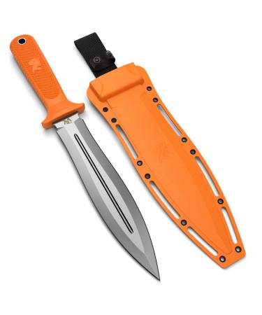 Odenwolf W -Sovcatcher - Large hunting knife made of D2 -steel - Fixed knife with vagina - double -edged sword with TPE handle - Full Tang Survival for outdoor activities W - Sow catcher orange - silver
