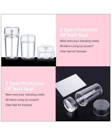 Noverlife 3PCS Nail Art Stamper Kit - Clear Silicone Stampers for Nail Design - Manicure Jelly Stamper Set with Scraper Cards - DIY Nail Stamping Transfer in 3 Sizes - Buy Online on GoSupps.com