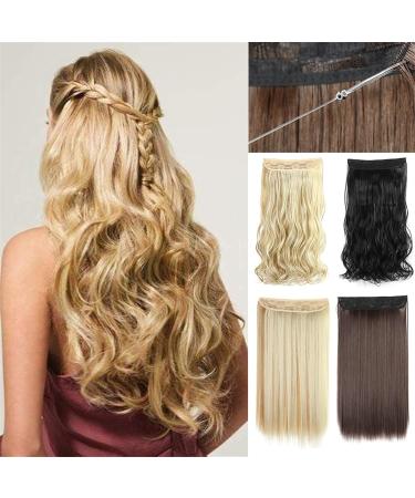 Hair Extensions Clip in Long Wavy Synthetic Hair Extension Invisible Wire No Clips In Hair Extensions Secret Fish Line One Piece Extensions Hairpieces Hair Hair Pieces(SQ88-12H613 16inches) 16inches SQ88-12H613 - Buy Online on GoSupps.com