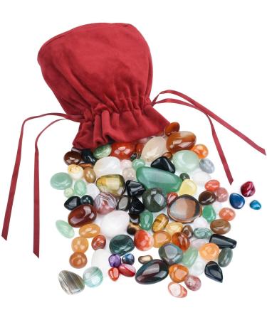 Beautiful Natural Stones in Various Sizes Elegant in red Fabric Bag Ideal Gemstones for Kids Treasure Hunting Healing Stones Decoration Gemstone Playing and Much More
