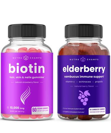 NutraChamps Biotin Gummies and Elderberry Gummies Bundle