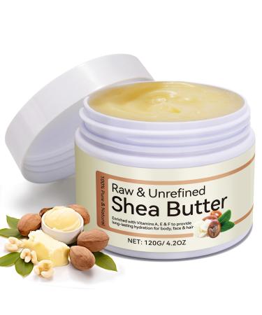 African Shea Butter 4.2oz Ivory Grade A Pure Natural Raw & Unrefined Body Butter for Dry and Cracked Skin - Moisturizing Shea Butter - Deep Nourishing Body Hair and Face 4.2 Ounce (Pack of 1)