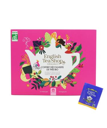 English Tea Shop - Organic teas gift box - Discovery box - Assortment of 6 organic teas in a box of 48 teas - Gift idea for w