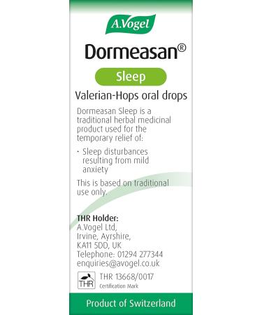 A.Vogel Dormeasan Sleep Valerian-Hops Oral Drops | Natural Sleeping Aid | 30 Drops Before Bed | 58-Day Supply | Fresh Valerian Root Extract | 50ml - Buy Online on GoSupps.com