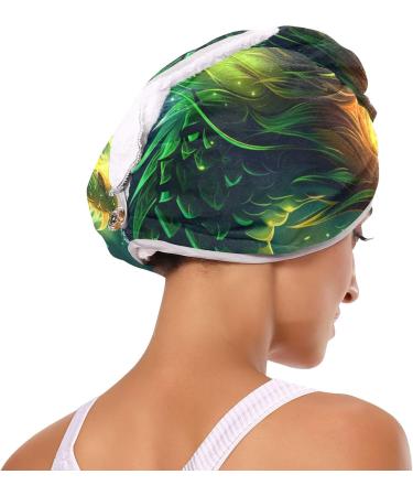 Super Absorbent Angry Green & Yellow Dragon Hair Towel 2 Pack - Quick Dry Hair Turbans for Women & Girls - Buy Online on GoSupps.com