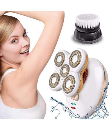 2021 Upgrade Electric Lady Shaver Cordless Waterproof Female Shaver with Cleansing Brush Painless Bikini Trimmer Hair Removal Rechargeable for Leg Face Body Lips Arm Underarms Armpit