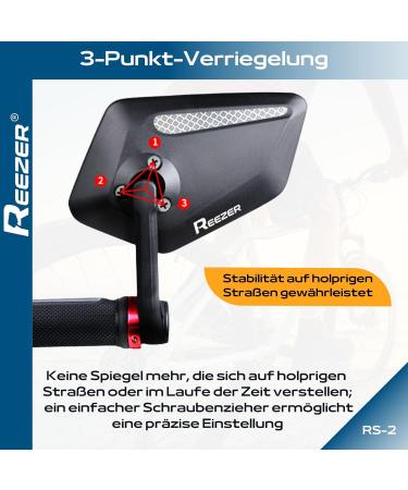 Reezer Left Bicycle Mirror - Extra Large 360 Adjustable Rear View Mirror for E-Bikes & E-Scooters - Compatible with All Models | Best E-Bike Accessories - Buy Online on GoSupps.com