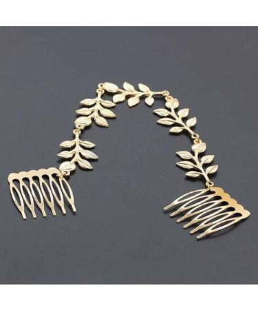 Wendalern Gold Leaf Hair Comb Hair Barrettes Dainty Hair Clips Alloy Chain Hair Accessories for Women Girls - Buy Online on GoSupps.com