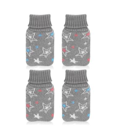 Com-Four 4x pocket warmer in a turtleneck design-hand warmer with star motif cozy pocket heating pillows in two colors (4 pieces-gray with stars)