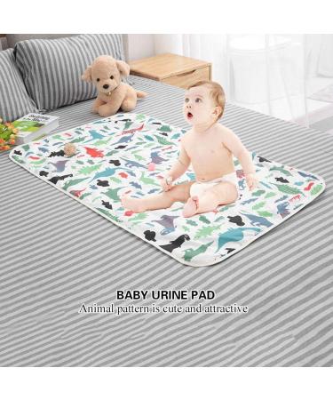 75x120cm 3-Layer Baby Urine Pad | Portable Breathable Nappy Liner | Waterproof Diaper Changing Mat | Green Dinosaur Print - Buy Online on GoSupps.com