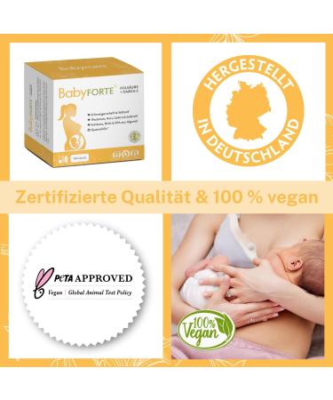 Baby Forte Folic Acid & Omega-3 Algae Oil | Vegan Pregnancy Vitamins | 180 Capsules | Quatrefolic Magnesium Iodine DHA EPA | Trimester Box - Buy Online on GoSupps.com