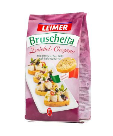 n.v. Leimer Bruschetta toasted bread chips onion and oregano 150g