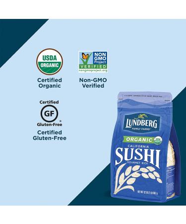 Organic California Sushi Rice - Lundberg Family Farms | 64 oz Short Grain, Gluten-Free, Non-GMO, Vegan - Buy Online on GoSupps.com