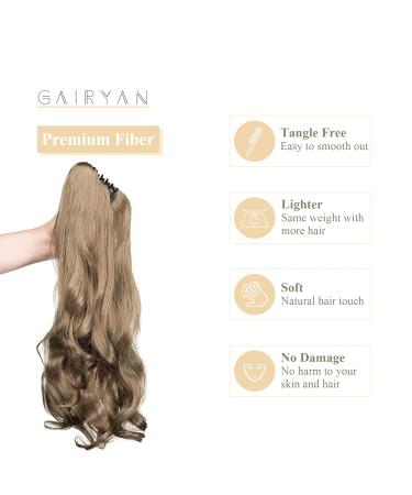 Gairyan 50cm Ashblond Curly Ponytail Extensions | Long Wavy Claw Clip-In Hairpieces for Women - Synthetic Hair Braid - Buy Online on GoSupps.com