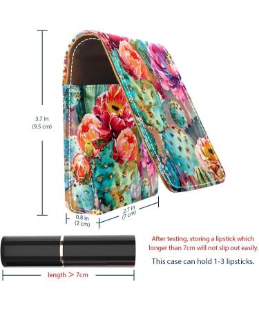 Travel Lipstick Organizer Case | Portable Makeup Bag with Mirror | Watercolor Cactus Blossom - Shop Now - Buy Online on GoSupps.com