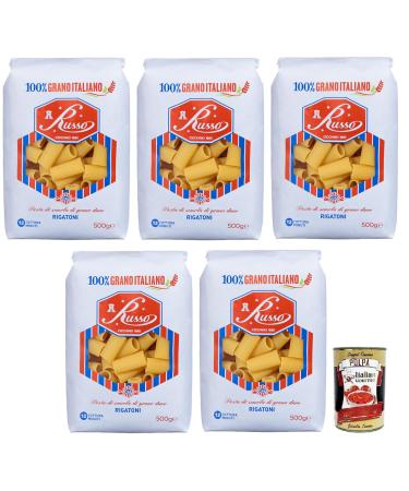 Italian Gourmet E.R. Russo Rigatoni No. 126 Durum Wheat Pasta 100% Italian Wheat 500g + 400g Box of 5