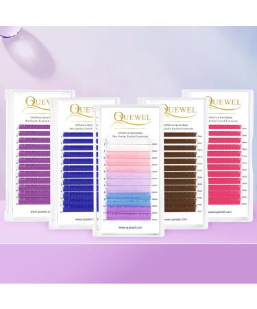 QUEWEL Colored Classic Eyelash Extensions | 0.07 C/D Curl 8-15mm | Blue Lash Extensions for Salons | Perfect for International Shipping - Buy Online on GoSupps.com