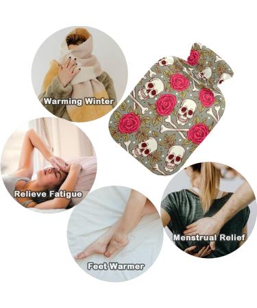 NAANLE Skull Roses Hot Water Bottle - 2L Transparent Heating Bag for Pain Relief & Cold Therapy | Handheld Comfort - Buy Online on GoSupps.com