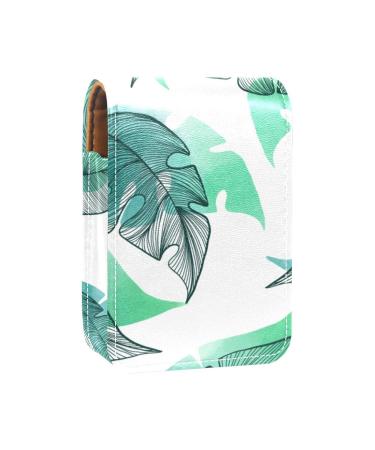 Leaves LipGloss Holder Lipstick Case Portable Makeup Bag Travel Lipstick Organizer Case with Mirror Mini Lipstick Storage Box for Women Multi -Color 9.5x2x7 cm/3.7x0.8x2.7 in