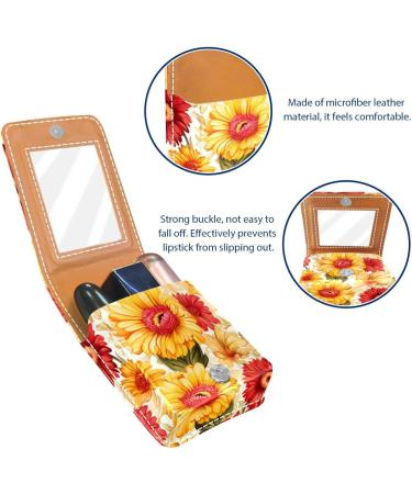 Travel Lipstick Organizer Case - Portable Makeup Bag with Mirror | Colorful Daisy Flowers - Buy Online on GoSupps.com
