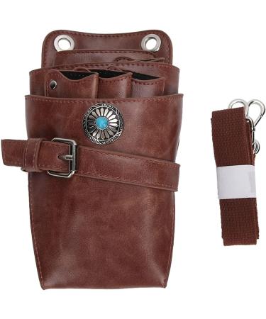 Premium Scissor Holster Pouch for Hairdressers | PU Leather Hair Cutting Tools Case with Waist & Shoulder Belt Brown - Buy Online on GoSupps.com